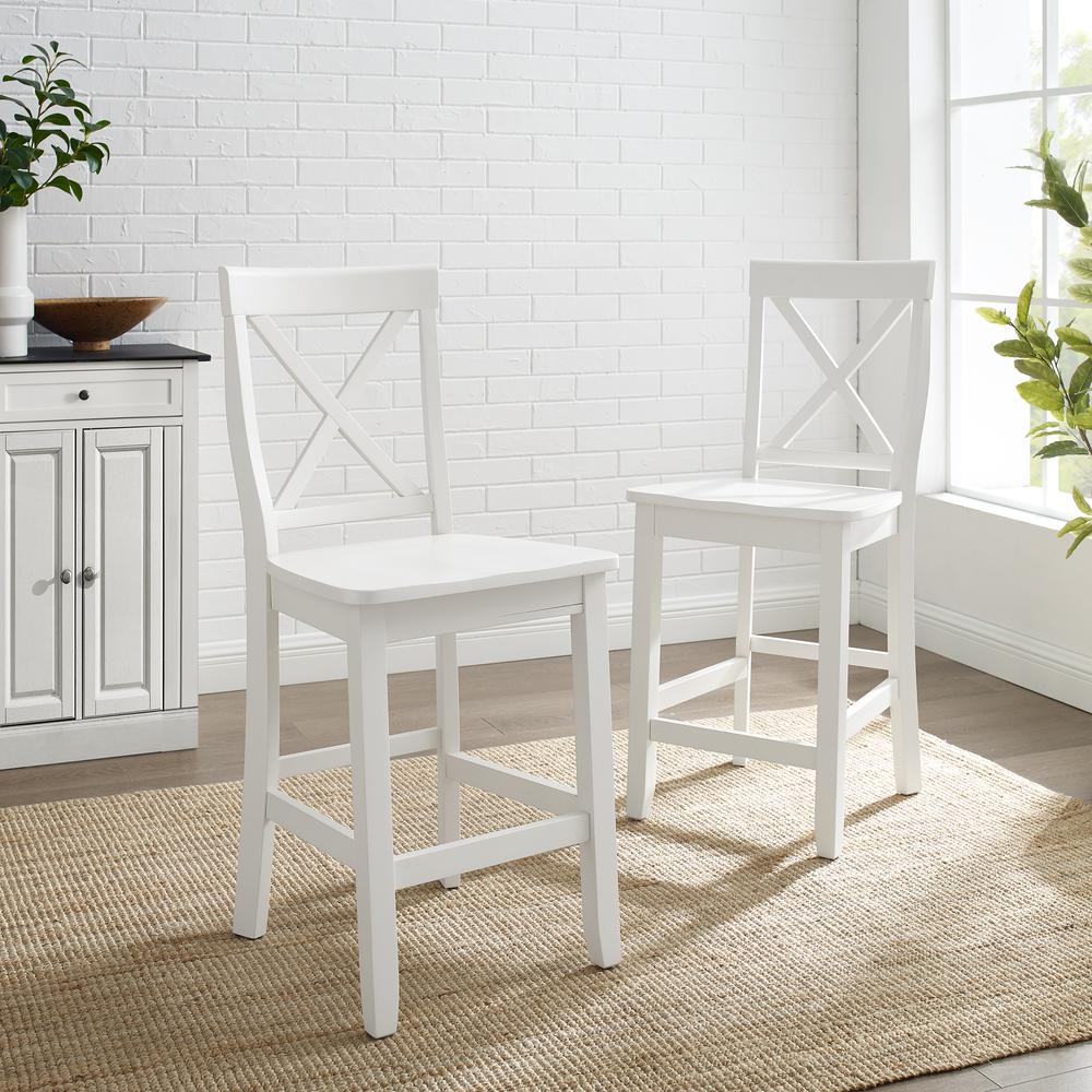 X-Back 2-Piece Counter Height Bar Stool Set - 2 Stools. Picture 3
