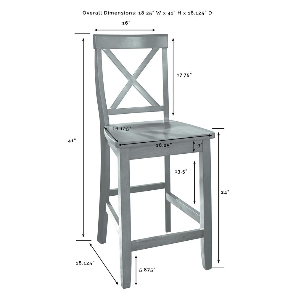 X-Back 2-Piece Counter Height Bar Stool Set - 2 Stools. Picture 8