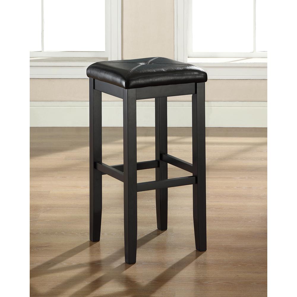 Upholstered Square Seat 2-Piece Bar Stool Set - 2 Stools. Picture 2