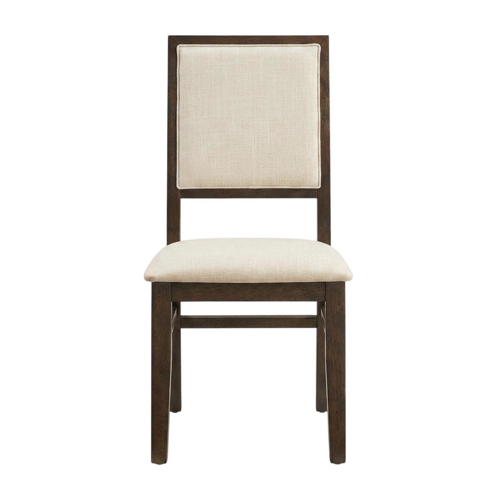 Upholstered Dining Chair Set with Creme Accent - 2 Piece Styling. Picture 5