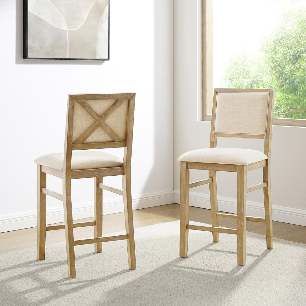 Joanna 2-Piece Upholstered Counter Height Bar Stool Set - 2 Stools. Picture 2