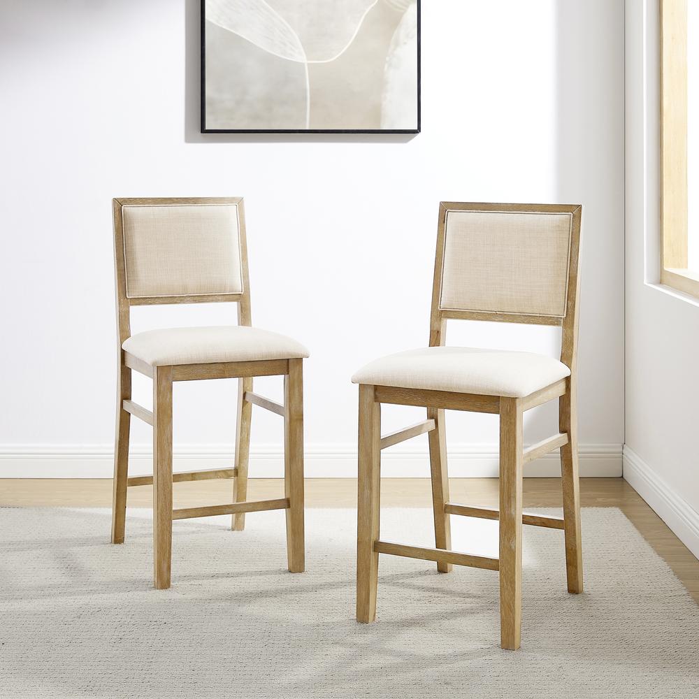 Joanna 2-Piece Upholstered Counter Height Bar Stool Set - 2 Stools. Picture 3