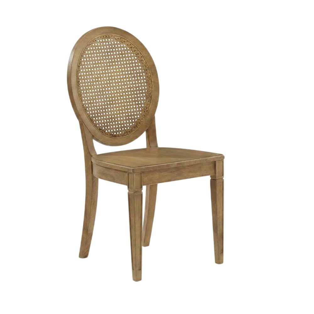 Cane-Back Dining Chair Set with Natural Finish and Comfortable Seating. Picture 4