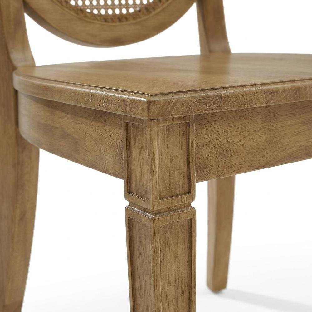 Cane-Back Dining Chair Set with Natural Finish and Comfortable Seating. Picture 8