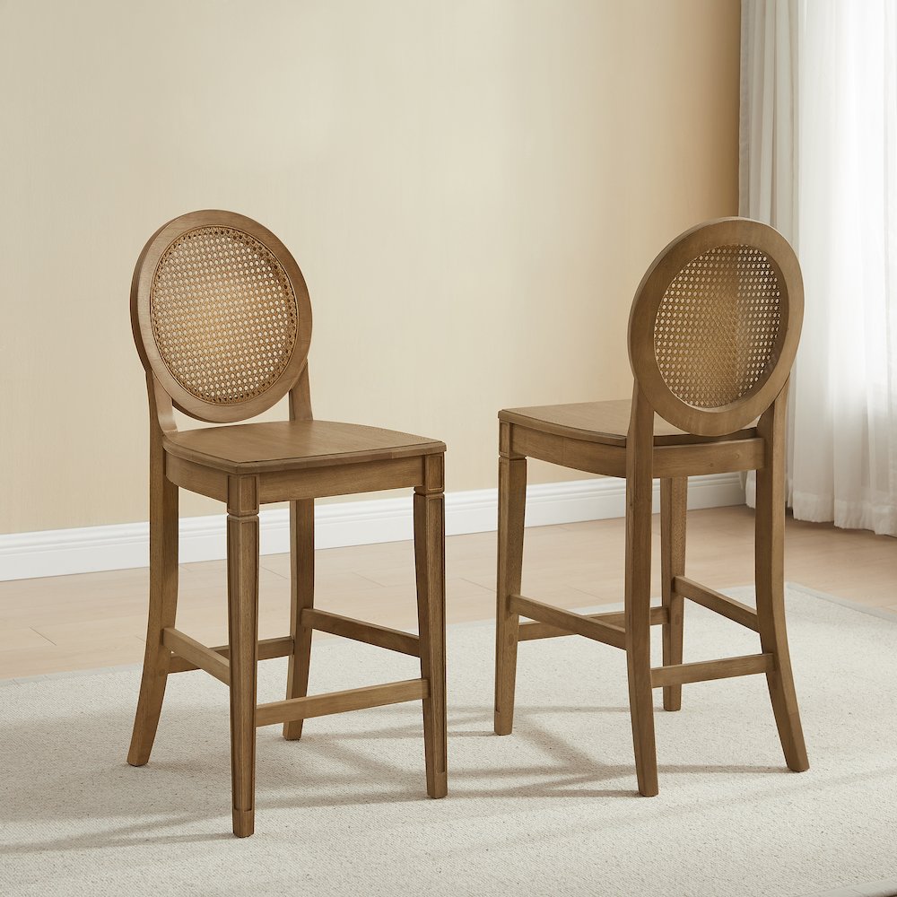 Katia 2-Piece Cane-Back Counter Stool Set - 2 Cane-Back Counter Stools. Picture 3