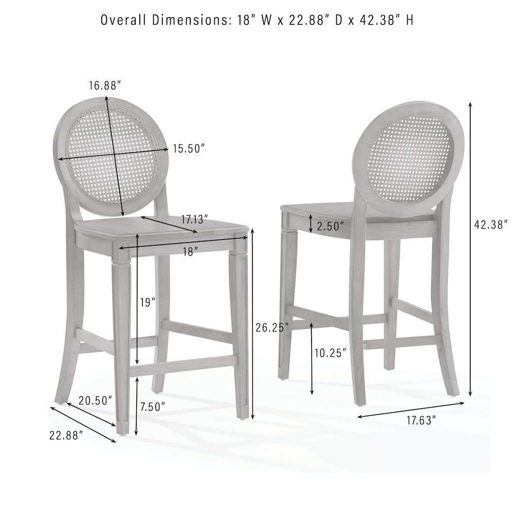 Katia 2-Piece Cane-Back Counter Stool Set - 2 Cane-Back Counter Stools. Picture 6