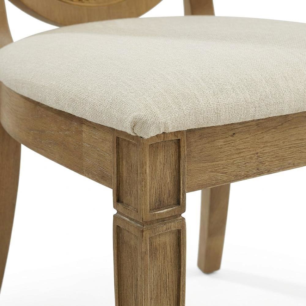 Cane-Back Dining Chair Set with Upholstered Seats and Creme Finish. Picture 7