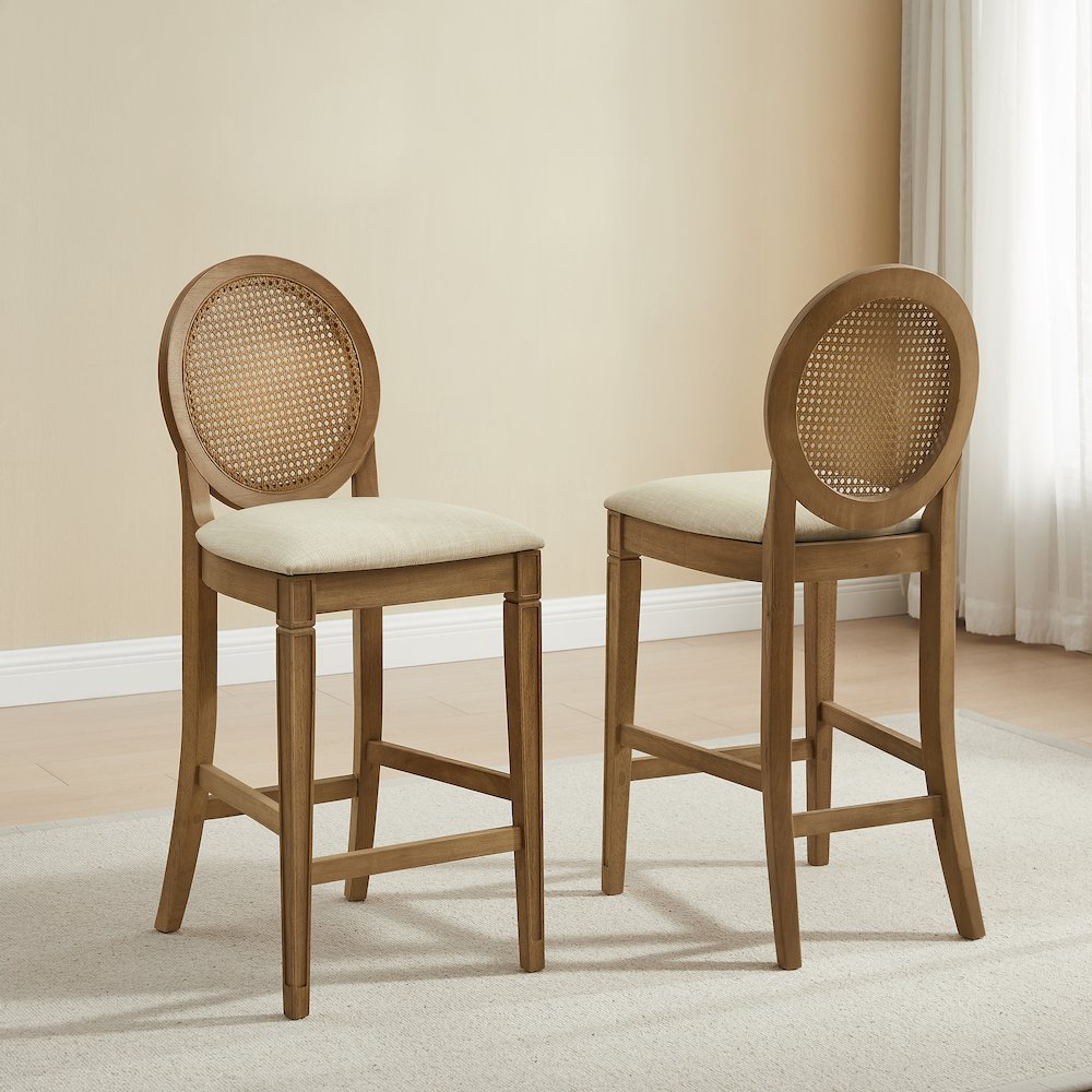 Katia 2-Piece Cane-Back Counter Stool Set - 2 Cane-Back Counter Stools. Picture 3