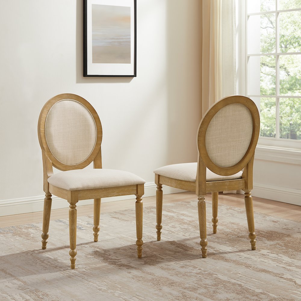 Daphne 2-Piece Dining Chair Set Rustic Brown/Crème - 2 Chairs. Picture 2