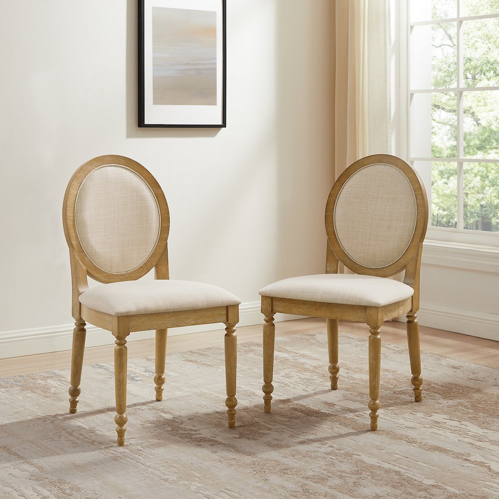 Daphne 2-Piece Dining Chair Set Rustic Brown/Crème - 2 Chairs. Picture 5