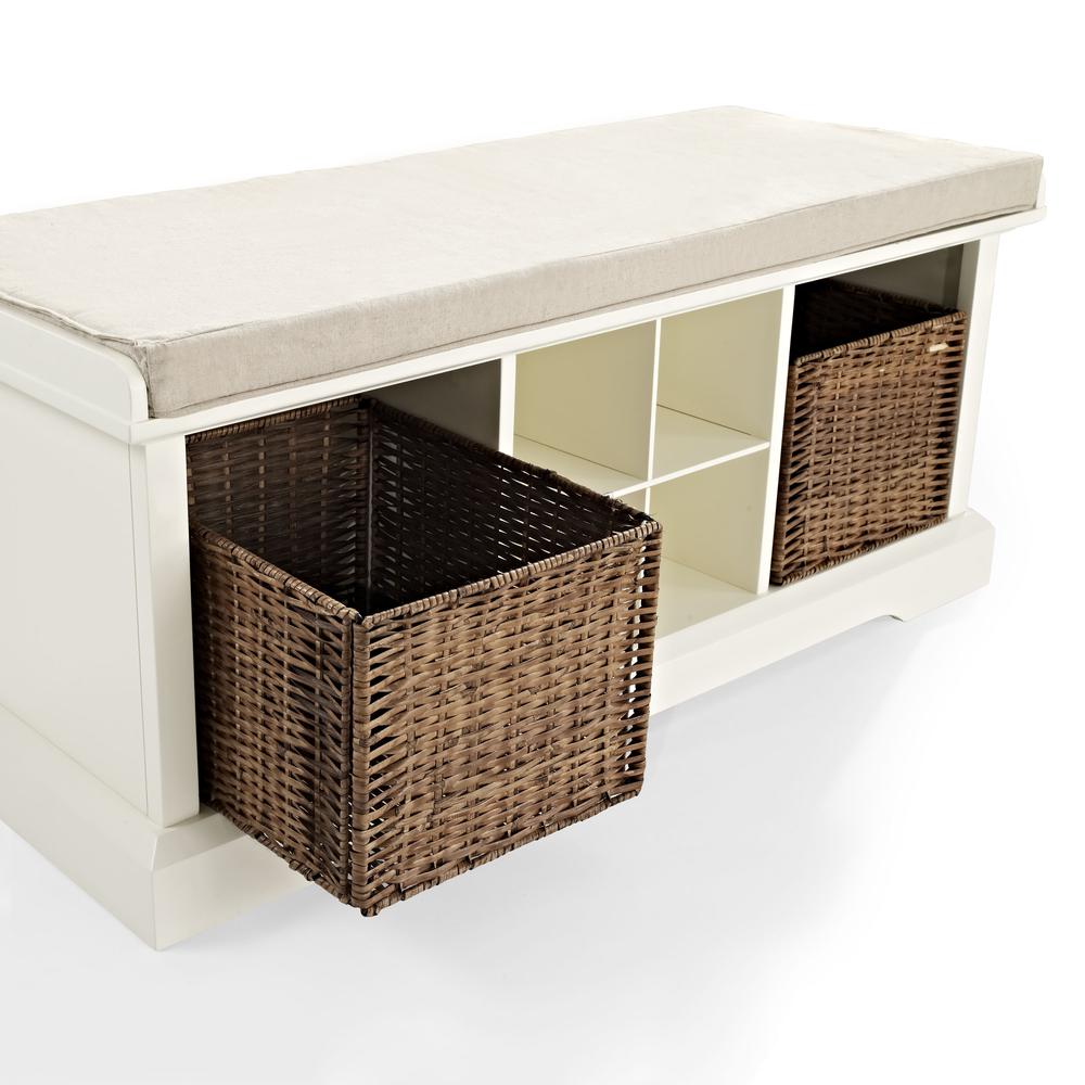 Brennan Entryway Storage Bench - Bench, 2 Wicker Basekets. Picture 6