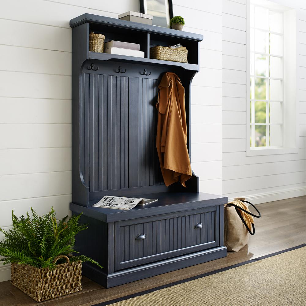 Seaside Hall Tree Distressed Navy. Picture 2