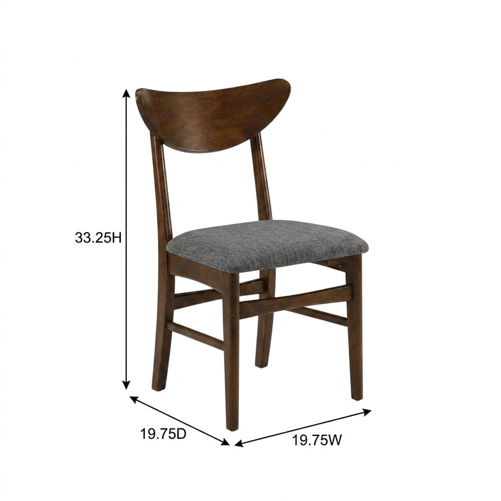 Wood Dining Chairs with Upholstered Seats and Curved Backrest, Set of 2. Picture 9