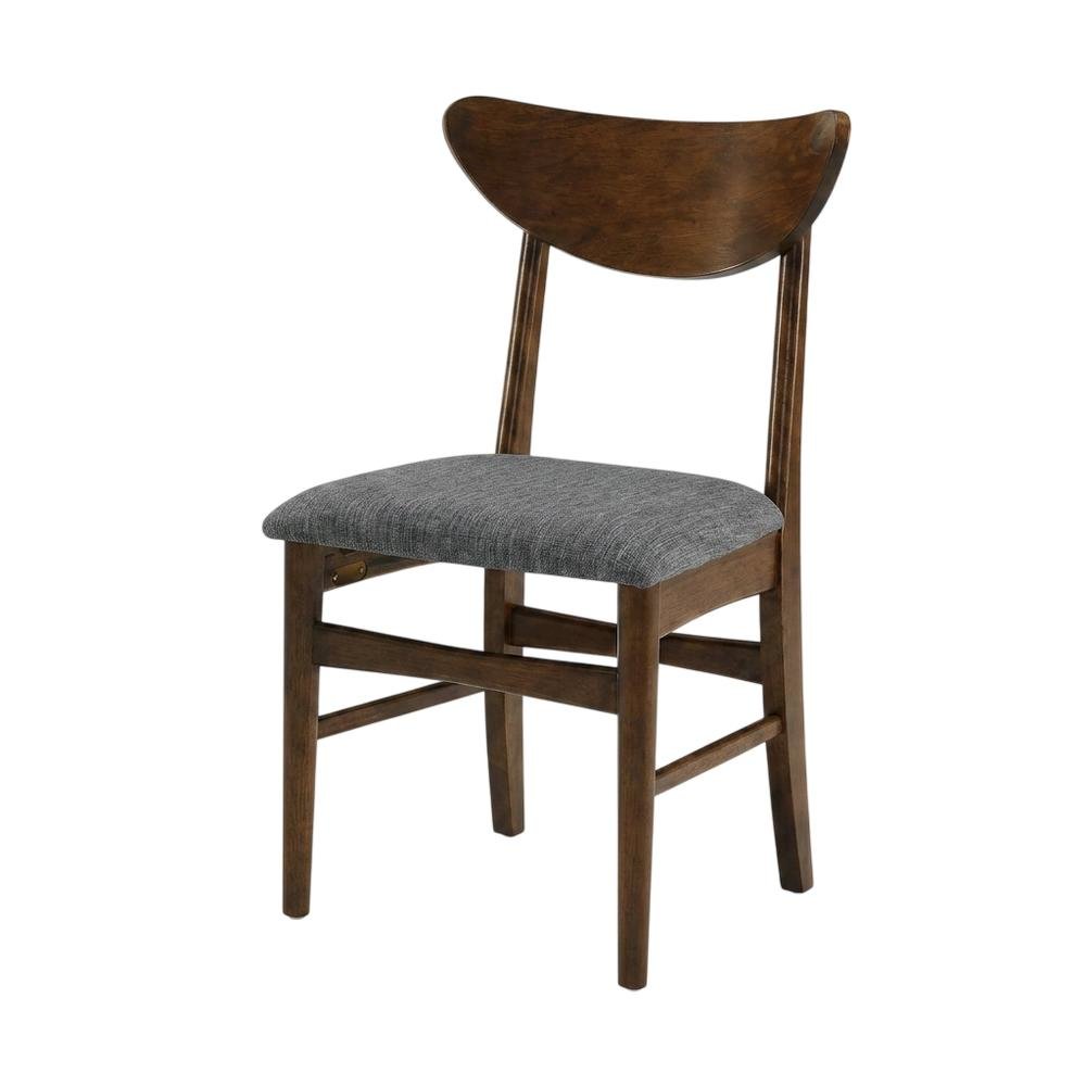 Wood Dining Chairs with Upholstered Seats and Curved Backrest, Set of 2. Picture 4