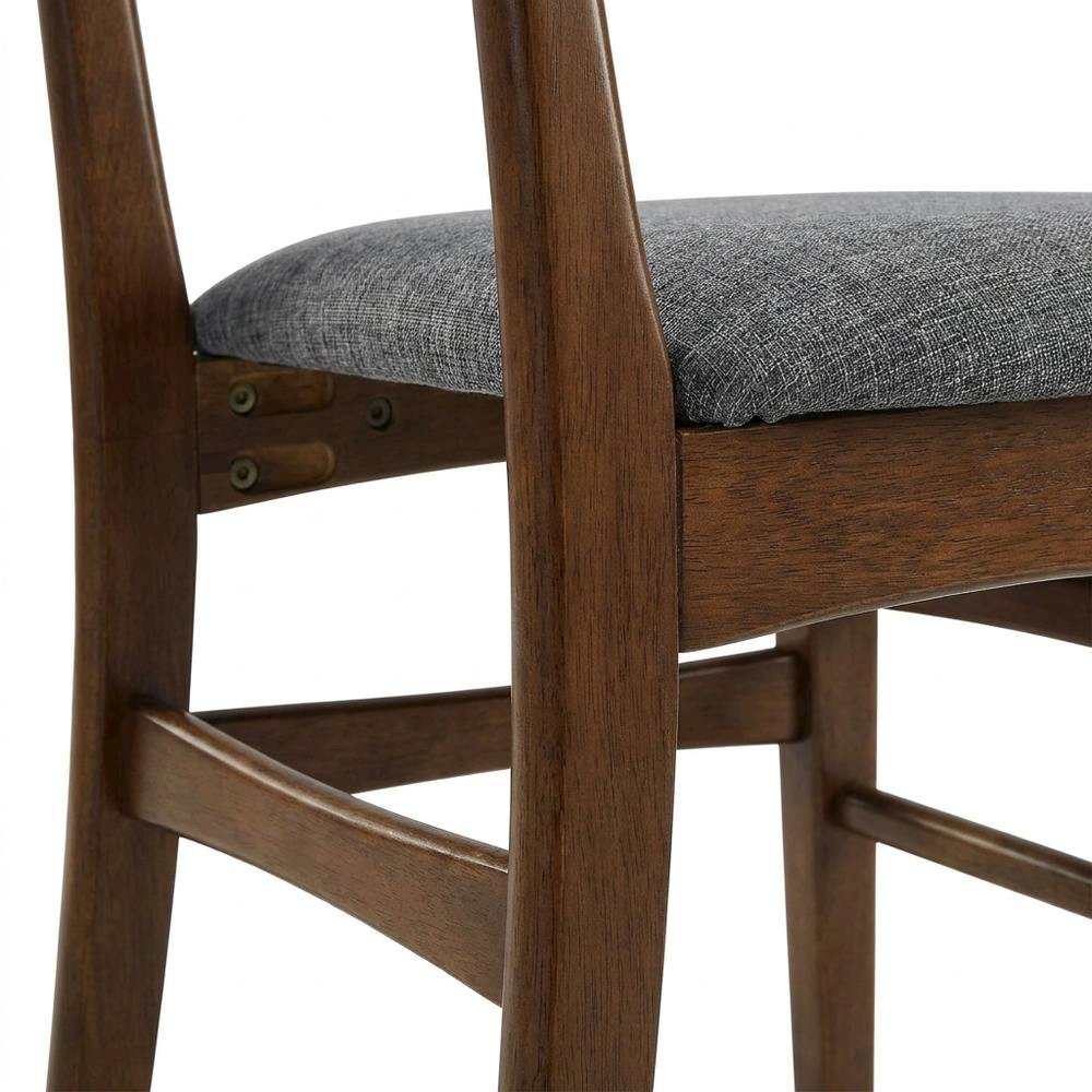 Wood Dining Chairs with Upholstered Seats and Curved Backrest, Set of 2. Picture 8