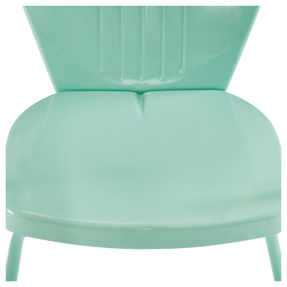 Aqua Blue Metal Patio Chair with Gloss Finish – Decorative Retro Style. Picture 6