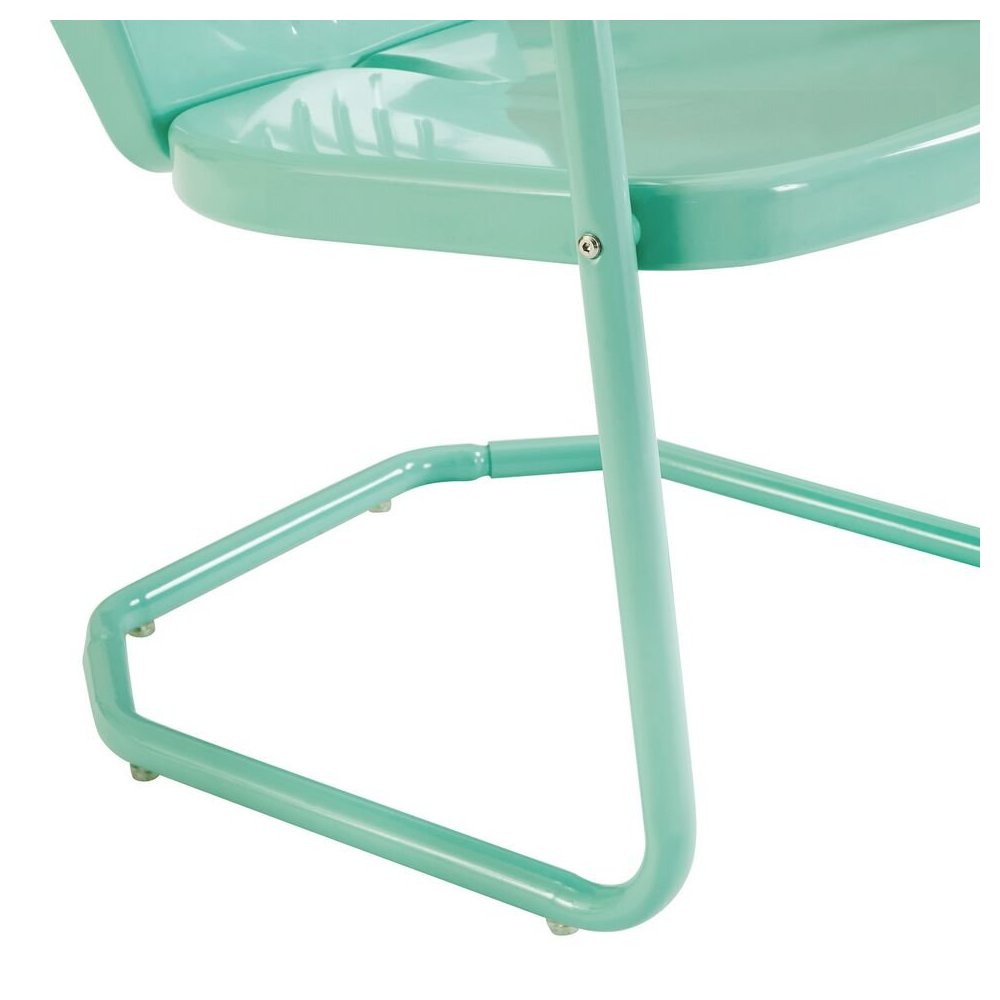 Aqua Blue Metal Patio Chair with Gloss Finish – Decorative Retro Style. Picture 7