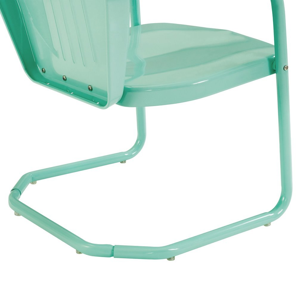 Aqua Blue Metal Patio Chair with Gloss Finish – Decorative Retro Style. Picture 8