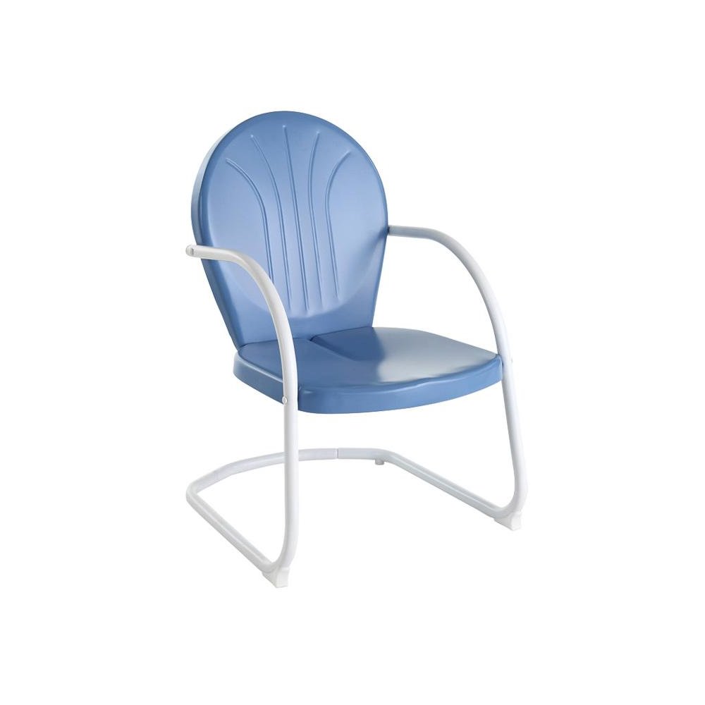 Sky Blue Metal Patio Chair with Gloss Finish – Decorative Retro Style. Picture 1