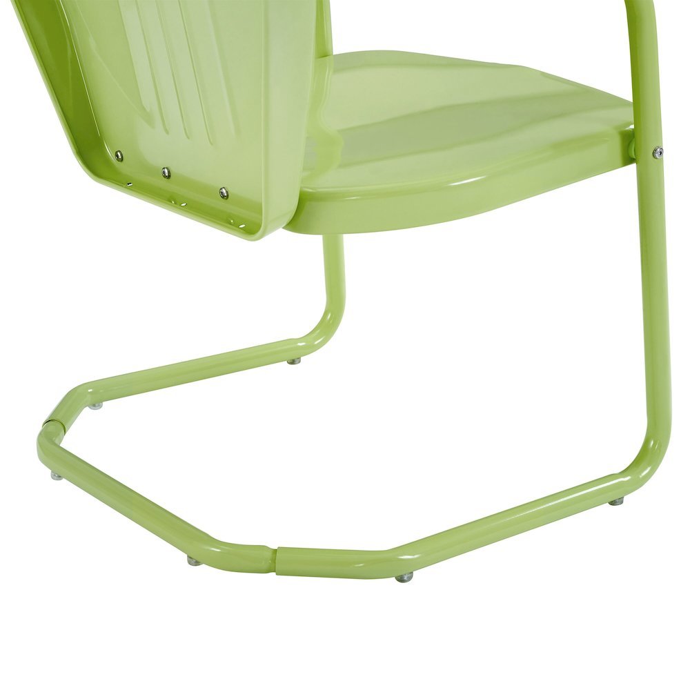 Key Lime Green Metal Patio Chair with Gloss Finish – Decorative Retro Style. Picture 7