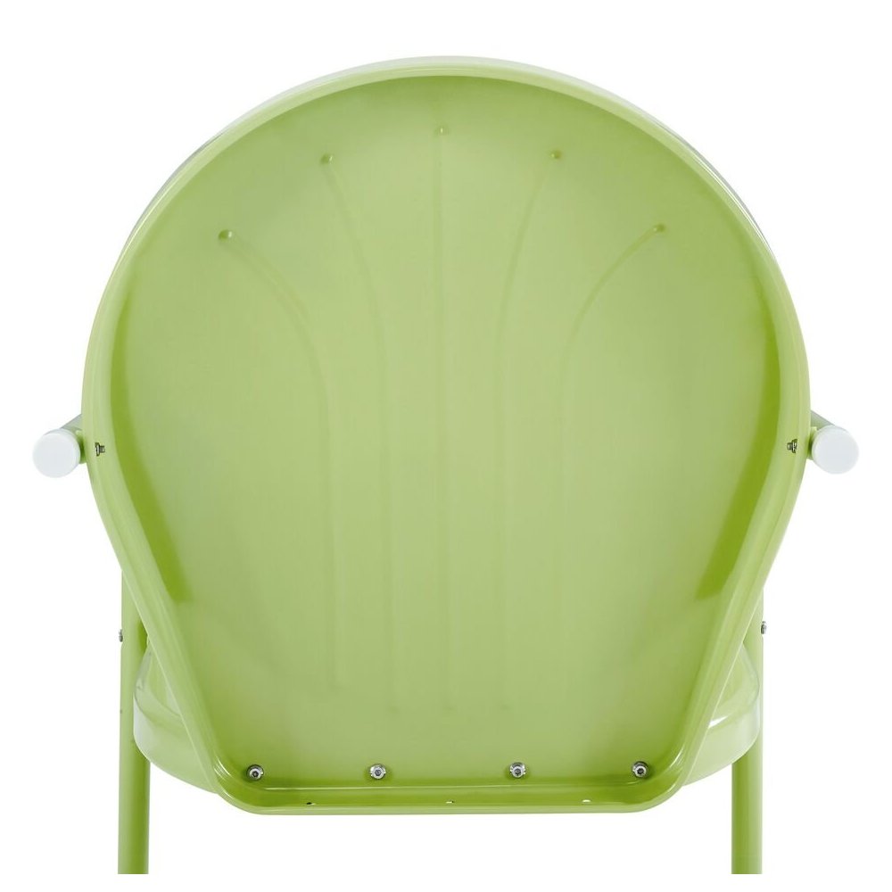 Key Lime Green Metal Patio Chair with Gloss Finish – Decorative Retro Style. Picture 9