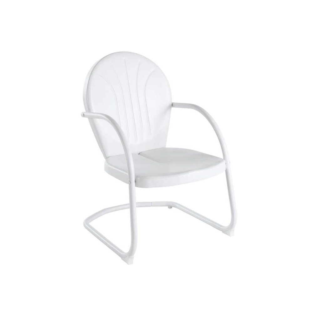 White Metal Patio Chair with Gloss Finish – Decorative Retro Style. Picture 1