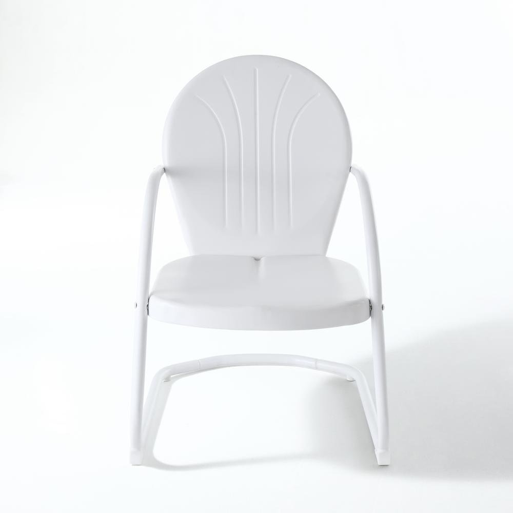 White Metal Patio Chair with Gloss Finish – Decorative Retro Style. Picture 4