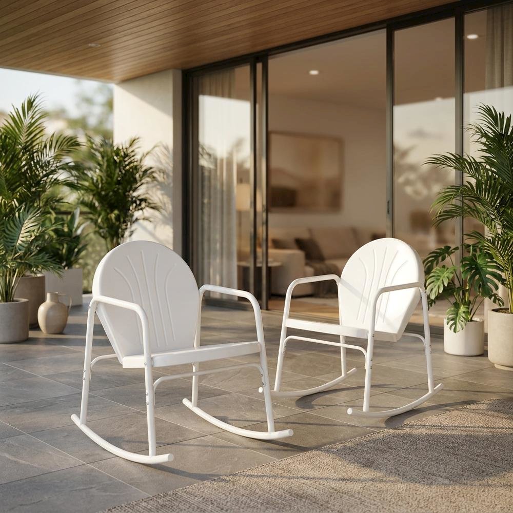 Retro Wooden Rocking Chair Set with Anti-Tip Hardware for Outdoor Use. Picture 2