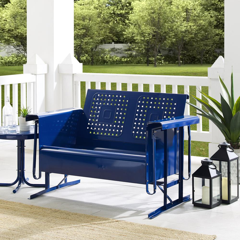 Bates Retro Outdoor Loveseat Glider. Picture 6