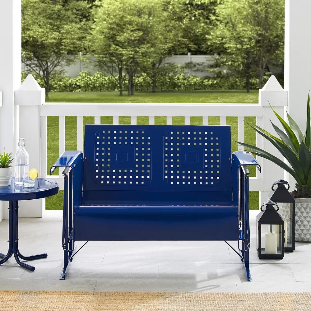 Bates Retro Outdoor Loveseat Glider. Picture 7
