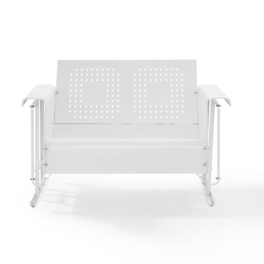 Bates Outdoor Metal Loveseat Glider White. Picture 2