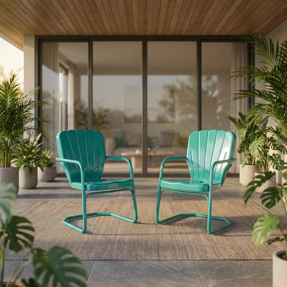 Retro Style Outdoor Chair Set with Armrests and Cushioned Seats for Patio. Picture 2