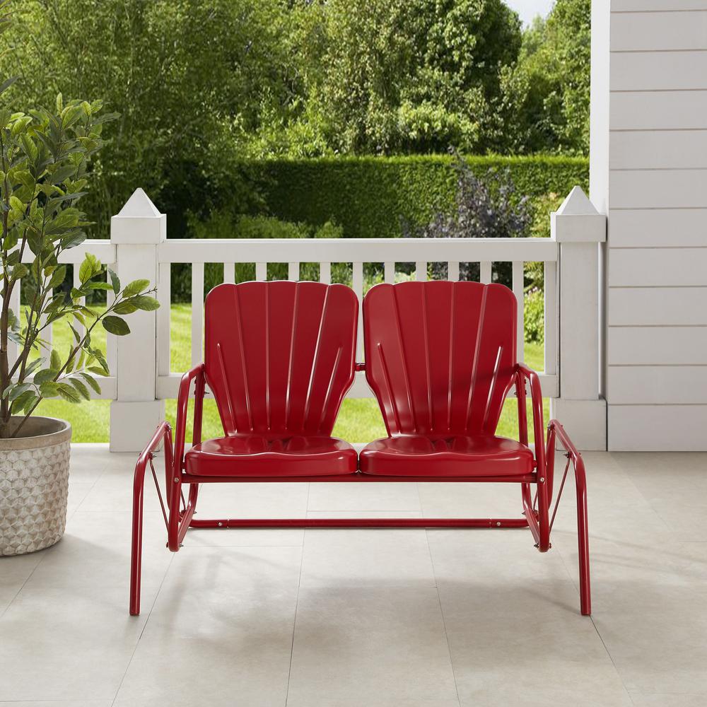 Ridgeland Retro Outdoor Loveseat Glider. Picture 4