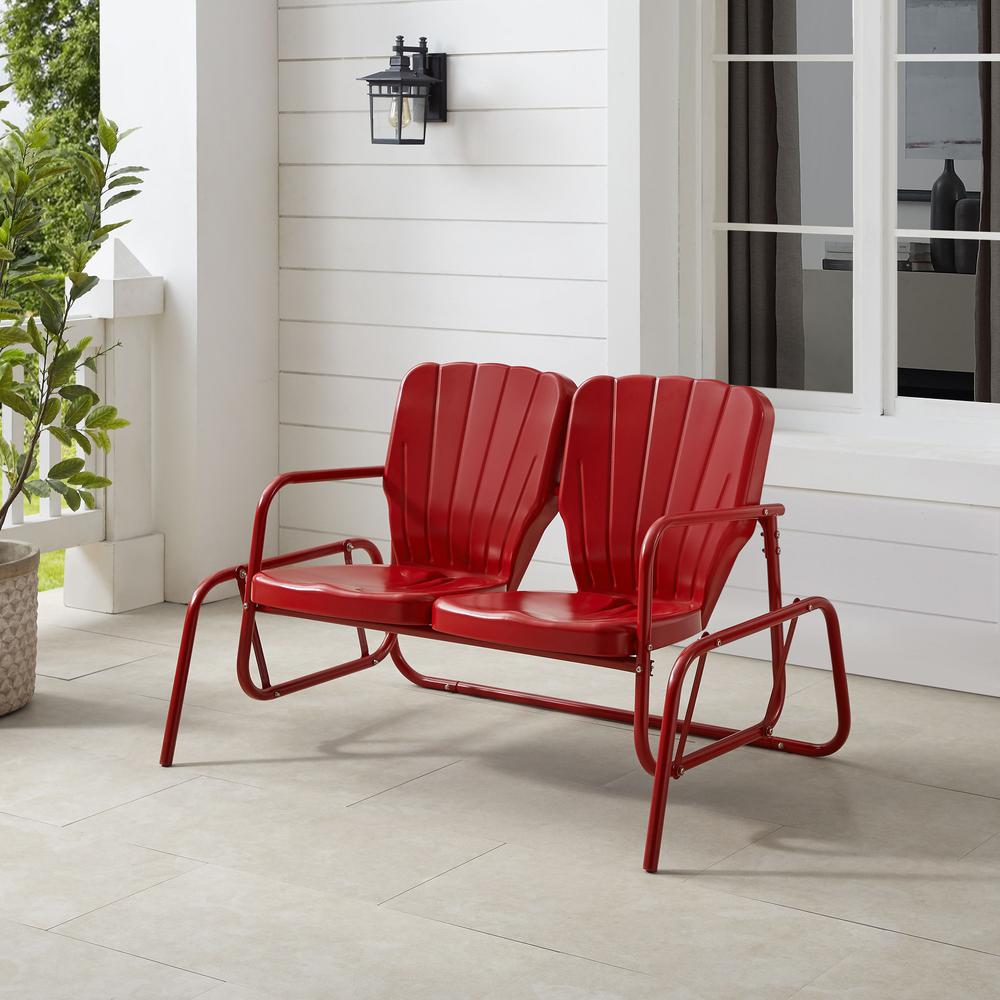 Ridgeland Retro Outdoor Loveseat Glider. Picture 5
