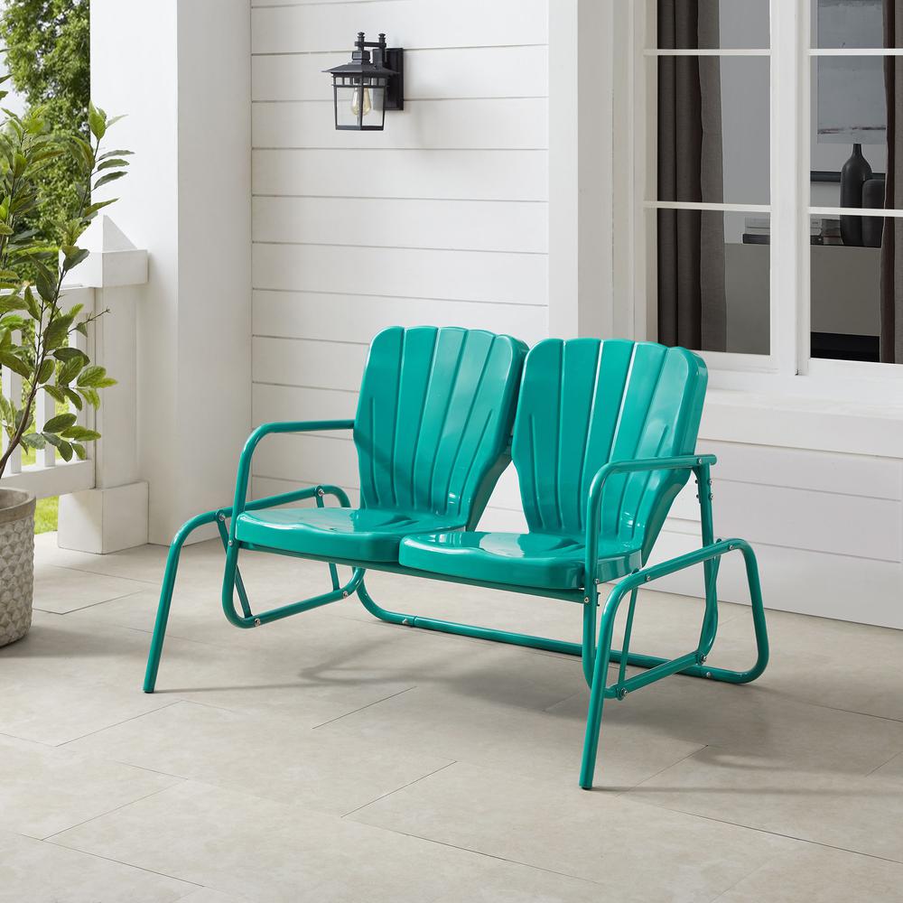 Ridgeland Retro Outdoor Loveseat Glider. Picture 5