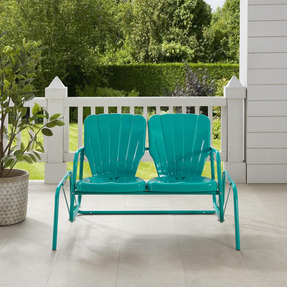 Ridgeland Retro Outdoor Loveseat Glider. Picture 6