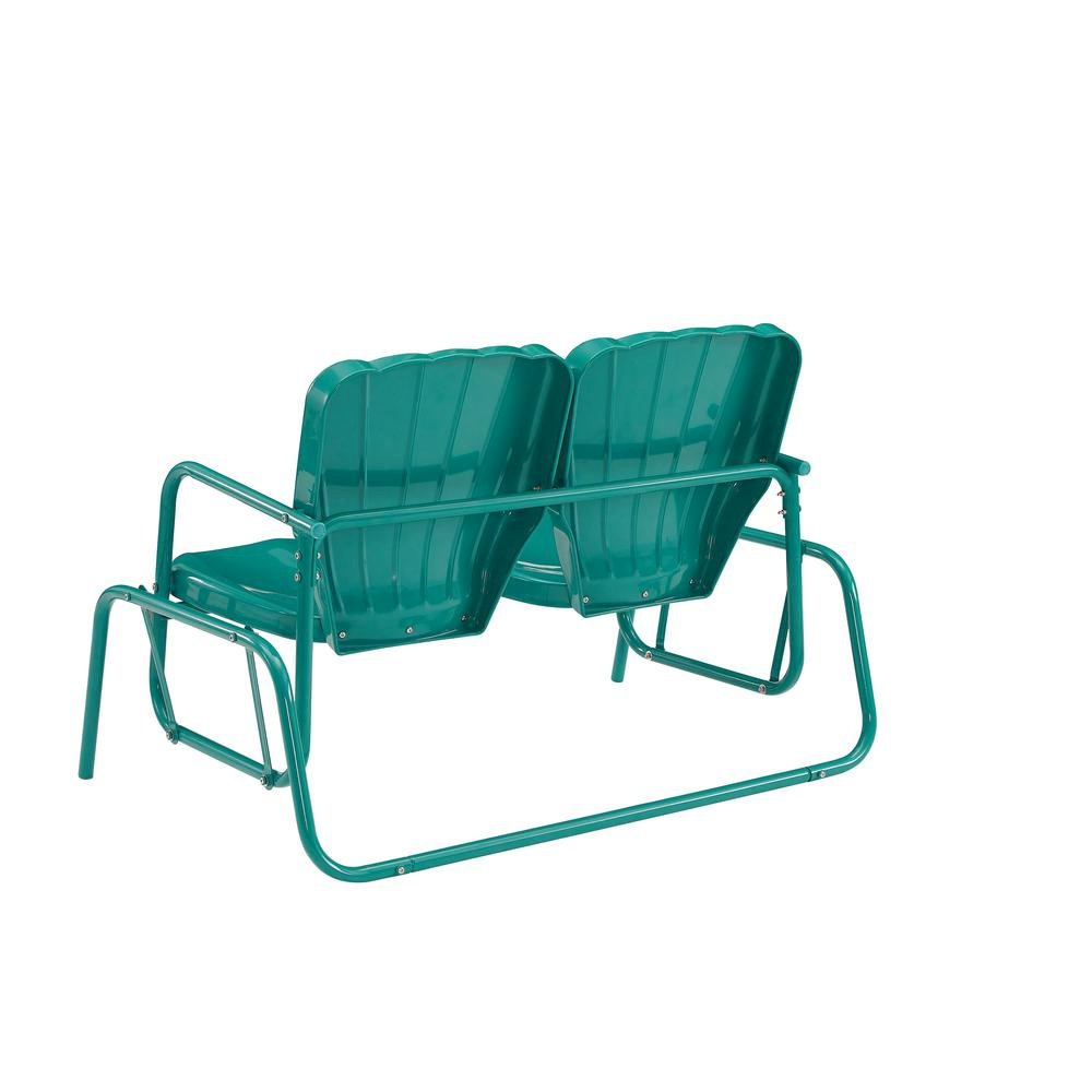 Turquoise Outdoor Loveseat Glider – Retro Furniture Seating for Two People. Picture 4