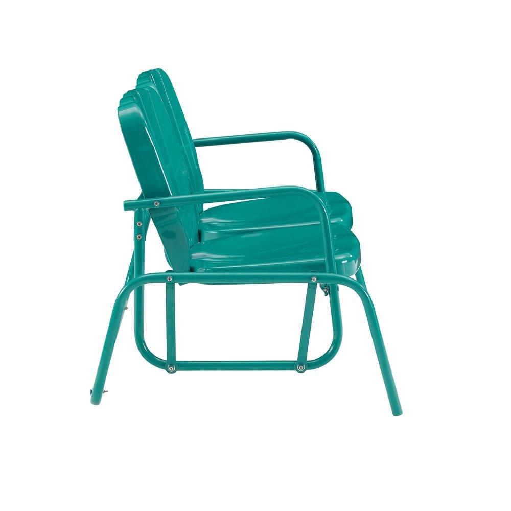 Turquoise Outdoor Loveseat Glider – Retro Furniture Seating for Two People. Picture 5