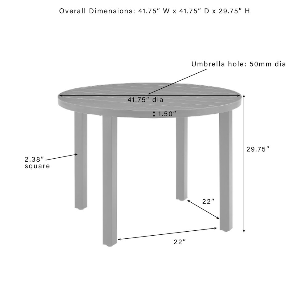 Kaplan 42" Round Outdoor Dining Table. Picture 6