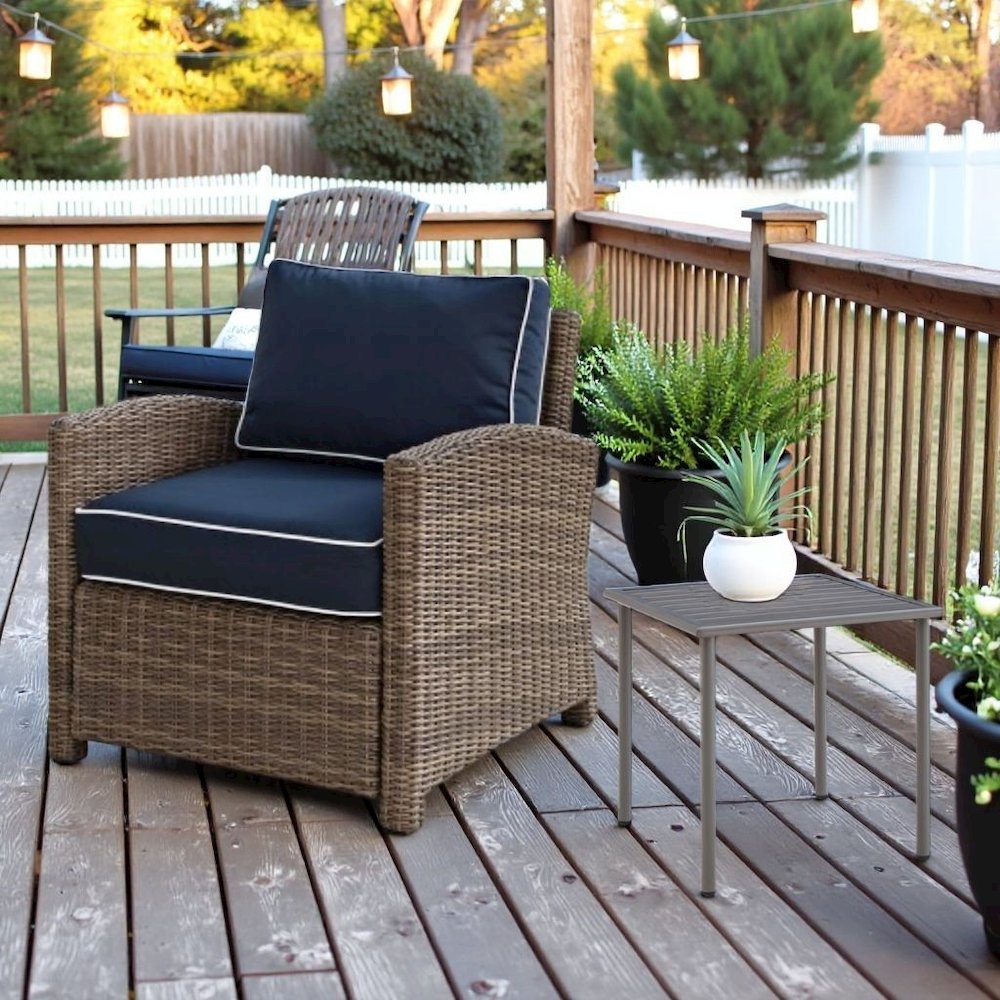 Brown Metal Side Table for Patio – Small Outdoor Pool Side Table. Picture 3
