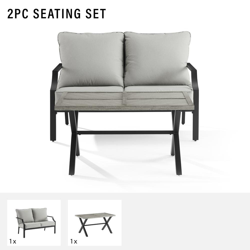 Otto 2Pc Outdoor Loveseat Patio Furniture Set. Picture 7