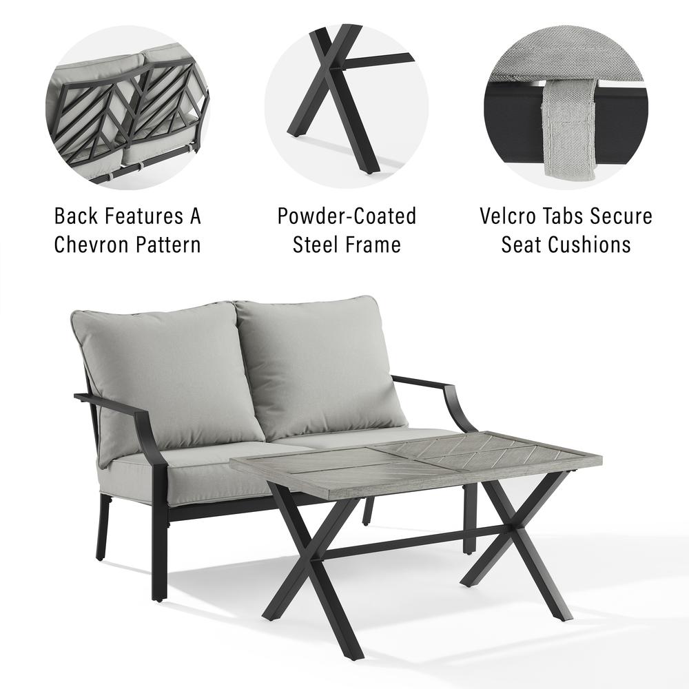 Otto 2Pc Outdoor Loveseat Patio Furniture Set. Picture 8