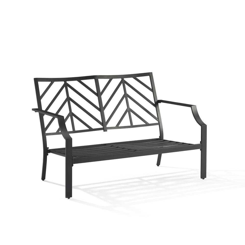 Black Metal Frame with Gray Cushions 2 Piece Patio Set with Loveseat Table. Picture 8