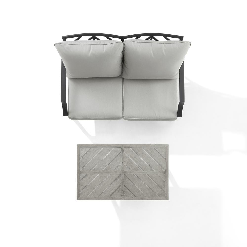 Black Metal Frame with Gray Cushions 2 Piece Patio Set with Loveseat Table. Picture 6