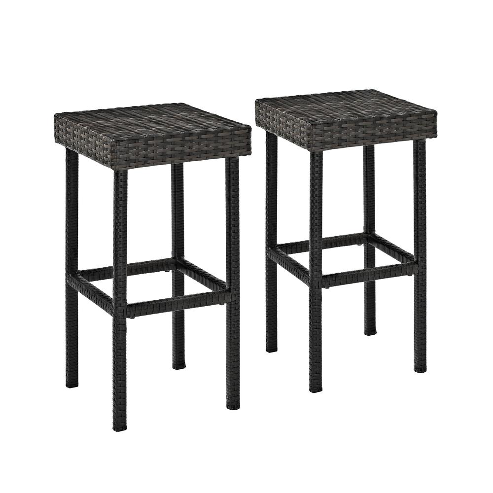 Palm Harbor 2Pc Wicker Backless Outdoor Bar Stool Set. Picture 1