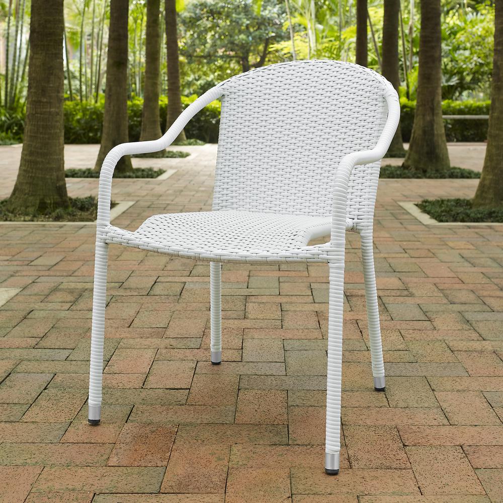 Palm Harbor 4Pc Outdoor Wicker Stackable Chair Set White - 4 Stackable Chairs. Picture 5