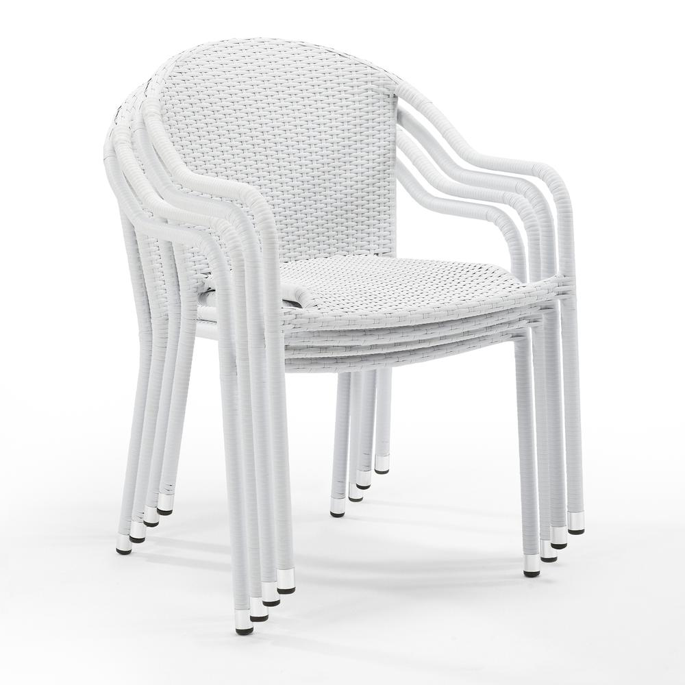 Palm Harbor 4Pc Outdoor Wicker Stackable Chair Set White - 4 Stackable Chairs. Picture 1