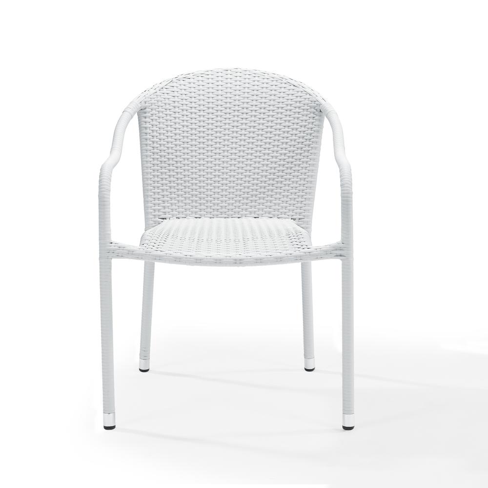 Palm Harbor 4Pc Outdoor Wicker Stackable Chair Set White - 4 Stackable Chairs. Picture 3