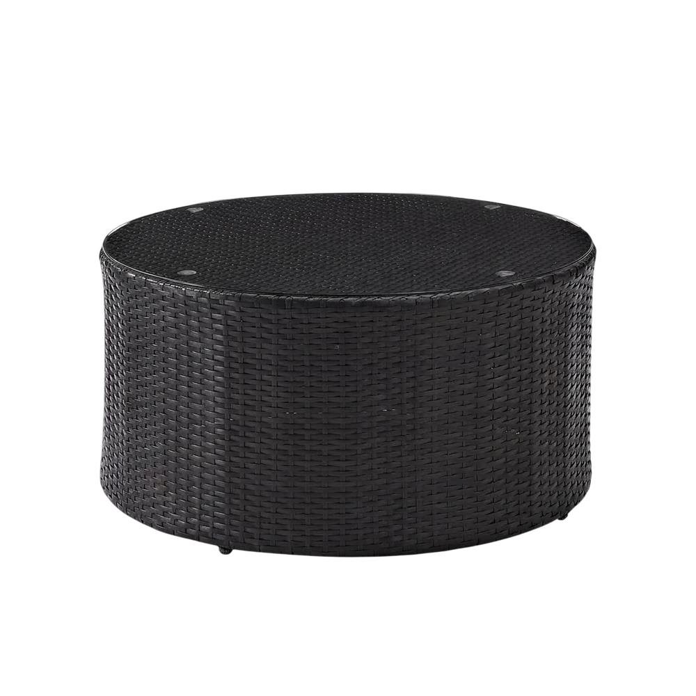 Wicker Round Coffee Table for Outdoor Patio Lounge with 33 lb Weight. Picture 1