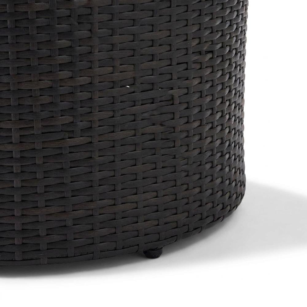 Wicker Round Coffee Table for Outdoor Patio Lounge with 33 lb Weight. Picture 6